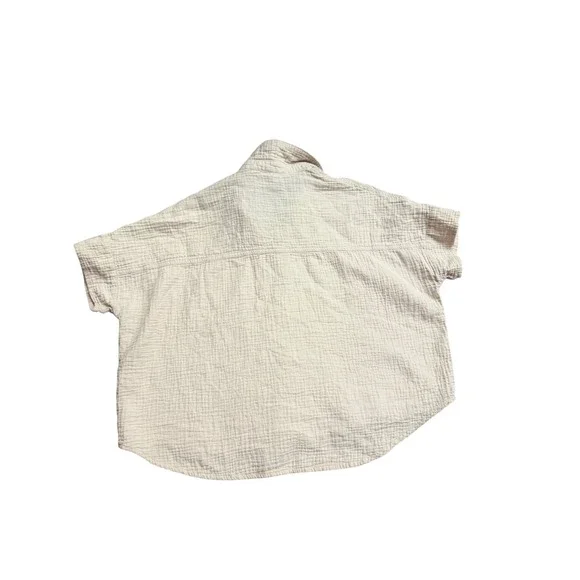 Rylee + Cru Beige Linen Blend Gauze Button Up Shirt Coastal Minimalist Boho 
 S - Picture 2 of 4